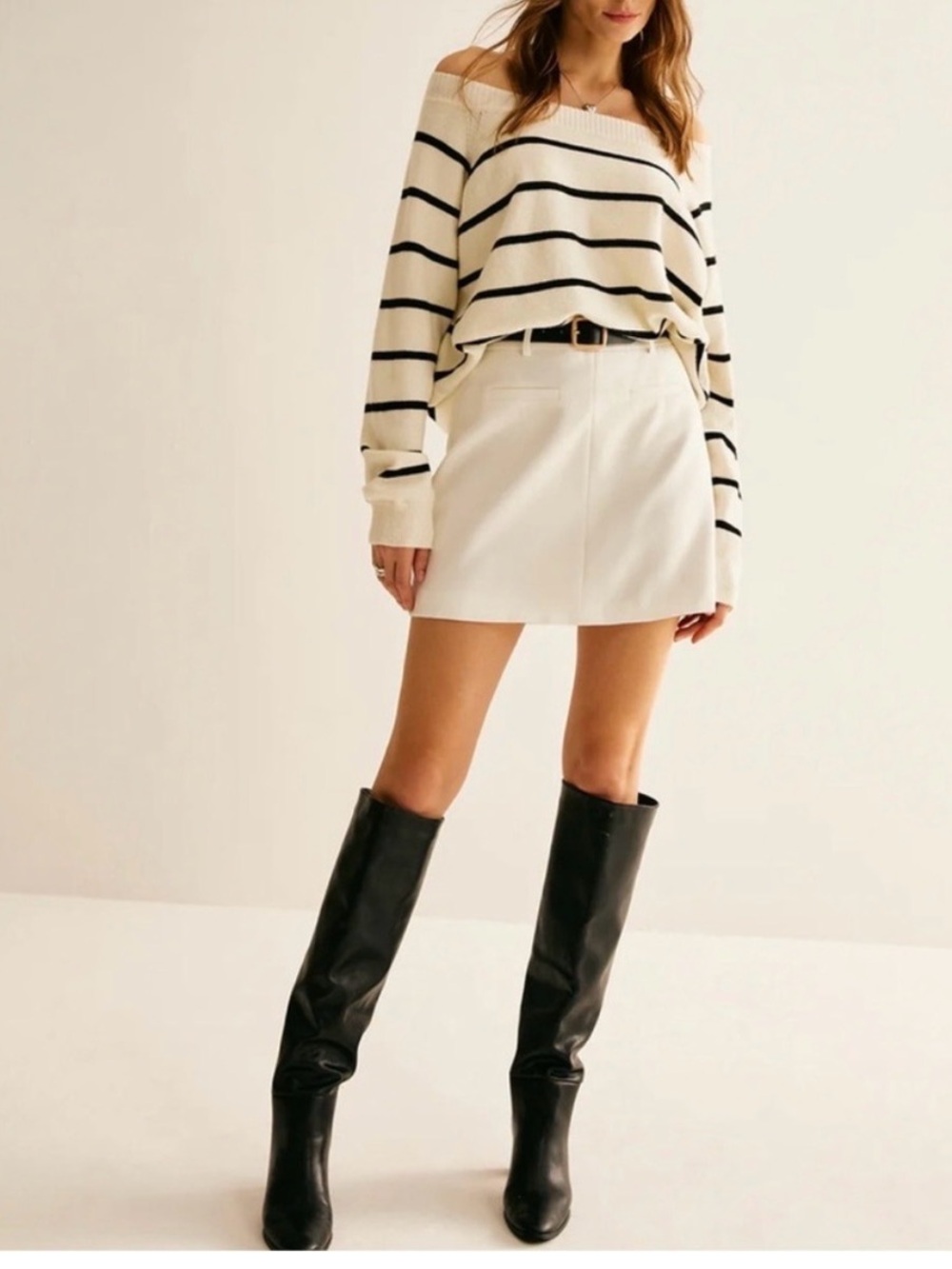 Commense White Back Zipper A-Line Mini Skirt size m White NWT